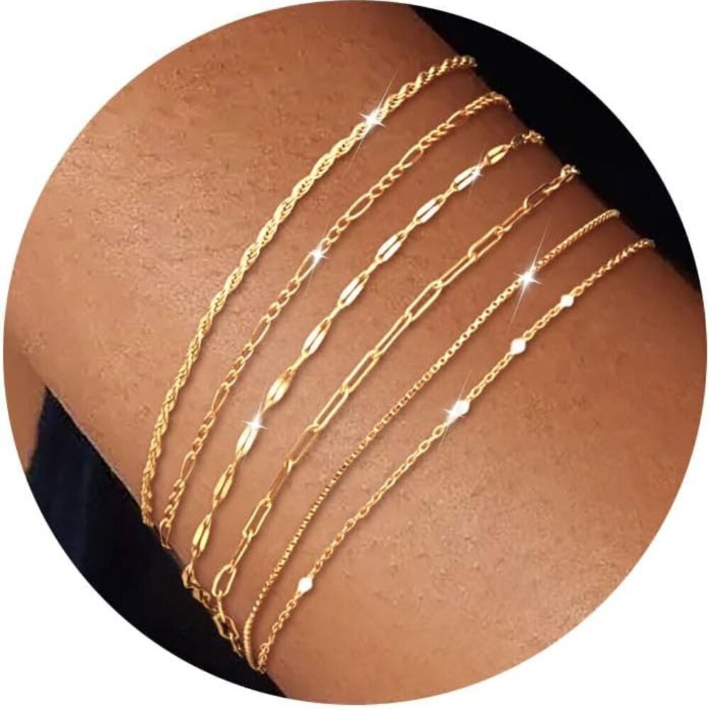 Sterling Silver Chain Bracelet: Dainty Stackable Bracelets for Women Trendy Cute